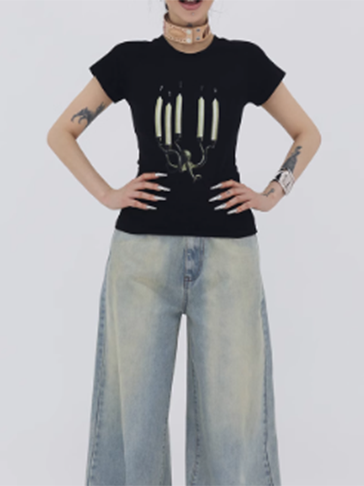 キャンドルプリントTシャツ