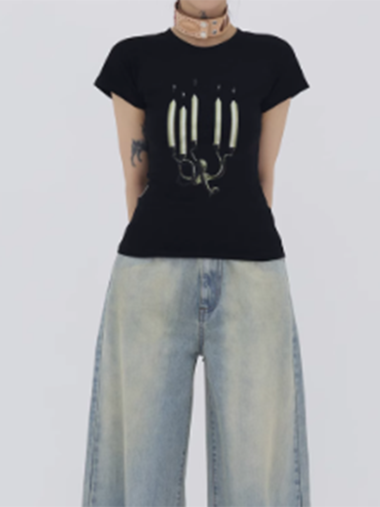 キャンドルプリントTシャツ