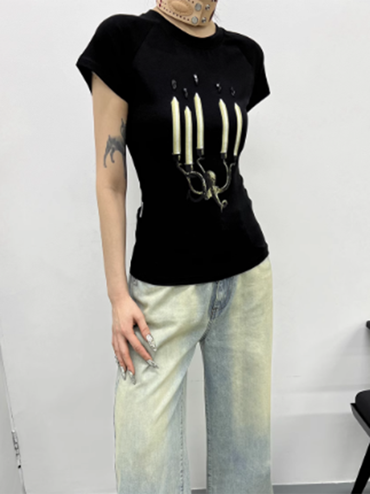 キャンドルプリントTシャツ