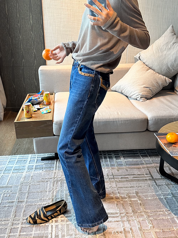 レトロリベットデニムパンツ