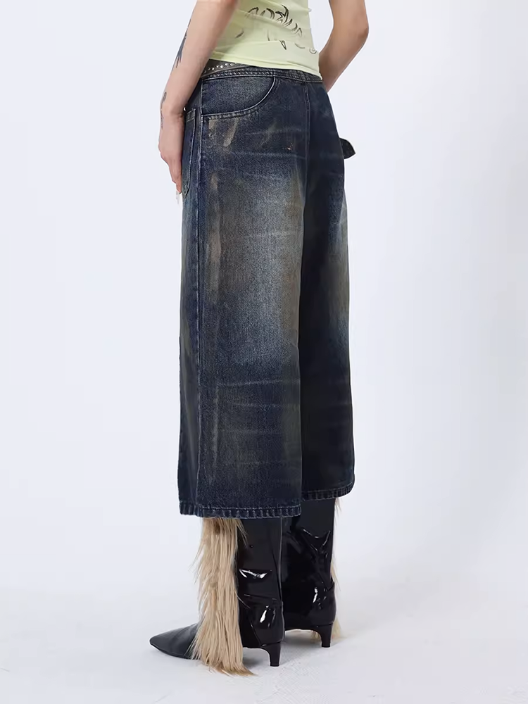 フロントアンドバッククロップドデニムパンツ