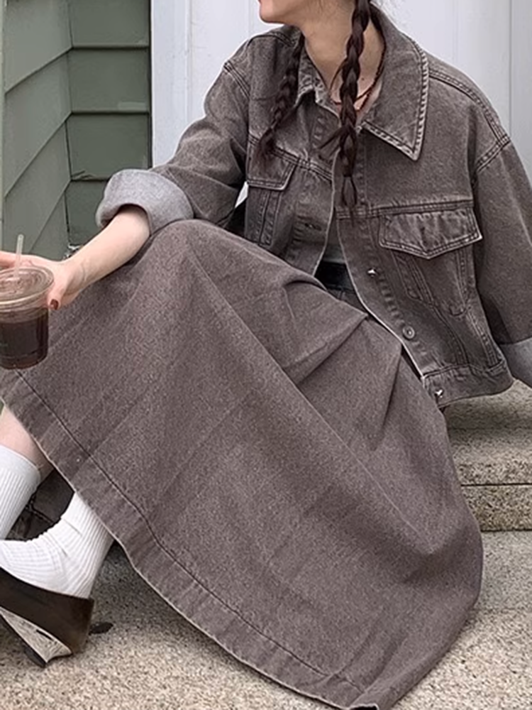 フロントプリーツデニムスカート