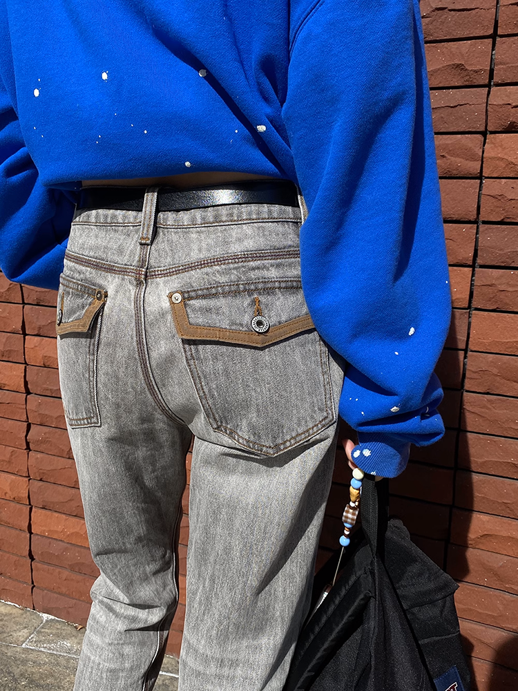 レトロリベットデニムパンツ