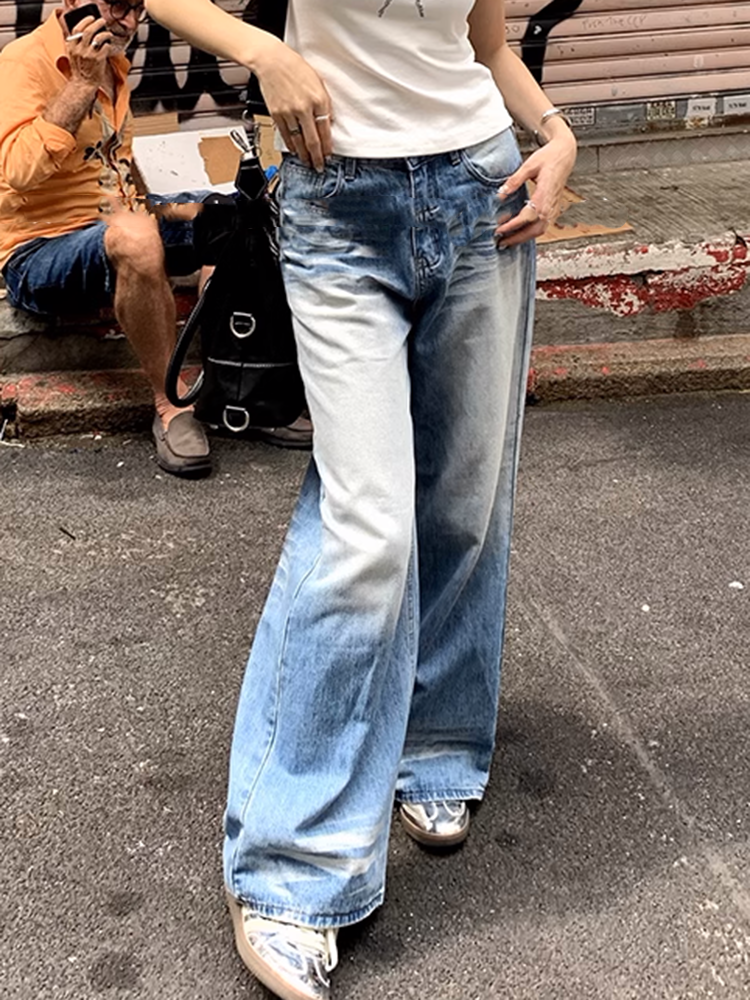 グラデーションカラーオールドデニムジーンズ