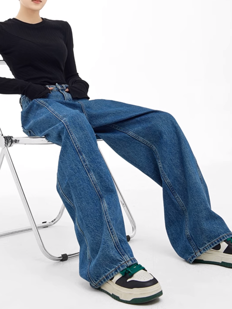 ウォッシュワイドブルーデニムパンツ
