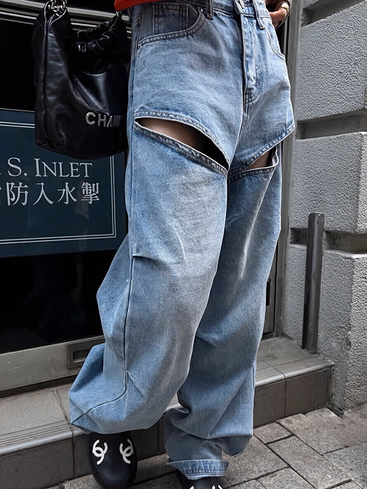 ビサイドスリットデニムパンツ