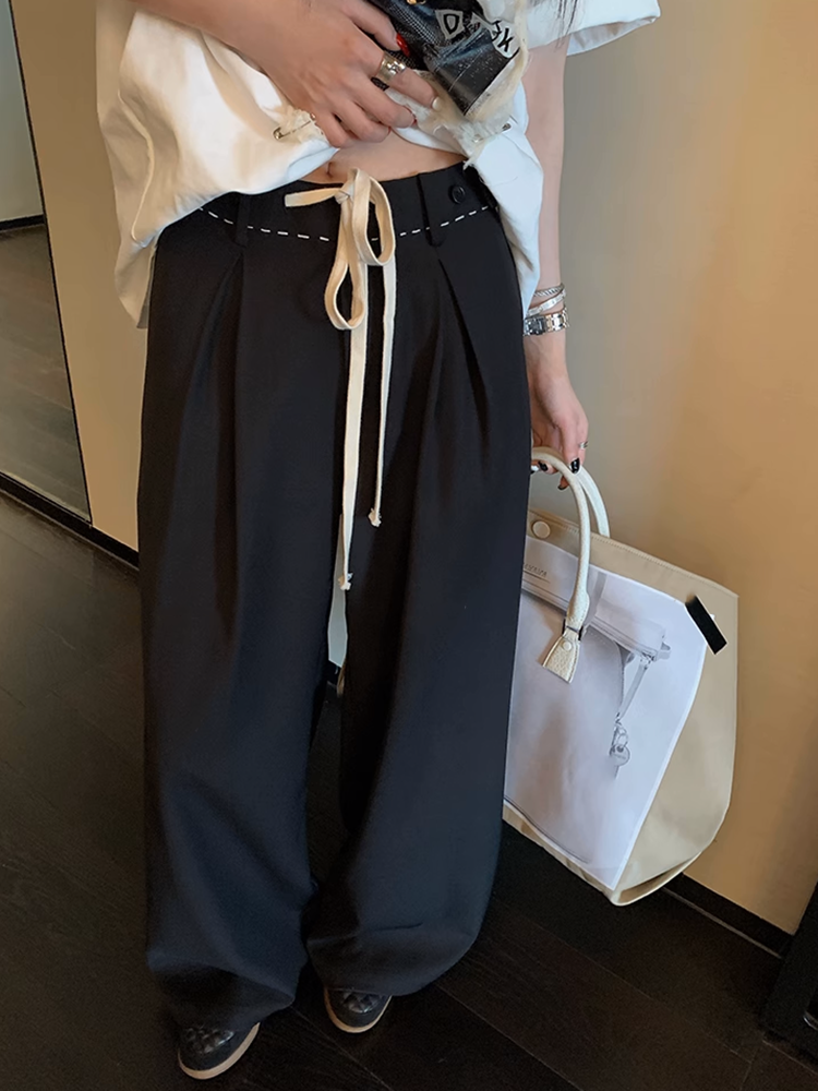 ウエストストレッチワイドレッグパンツ