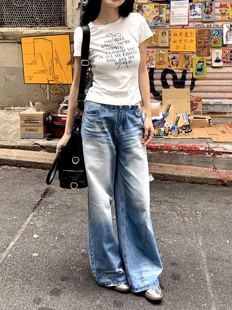 グラデーションカラーオールドデニムジーンズ