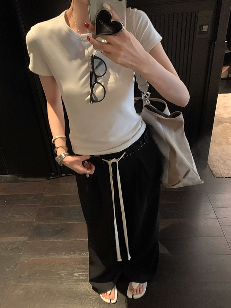 ウエストストレッチワイドレッグパンツ