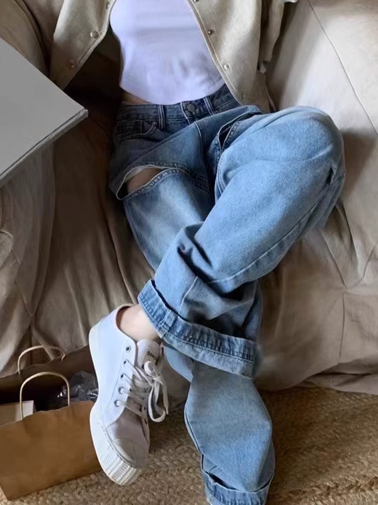 ビサイドスリットデニムパンツ