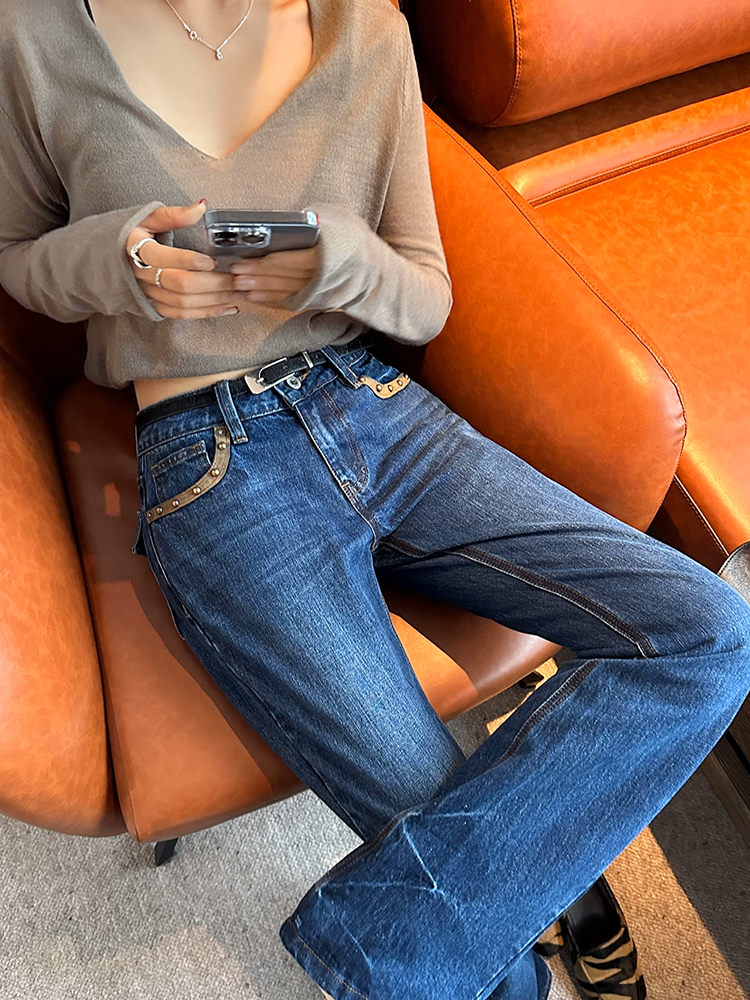 レトロリベットデニムパンツ