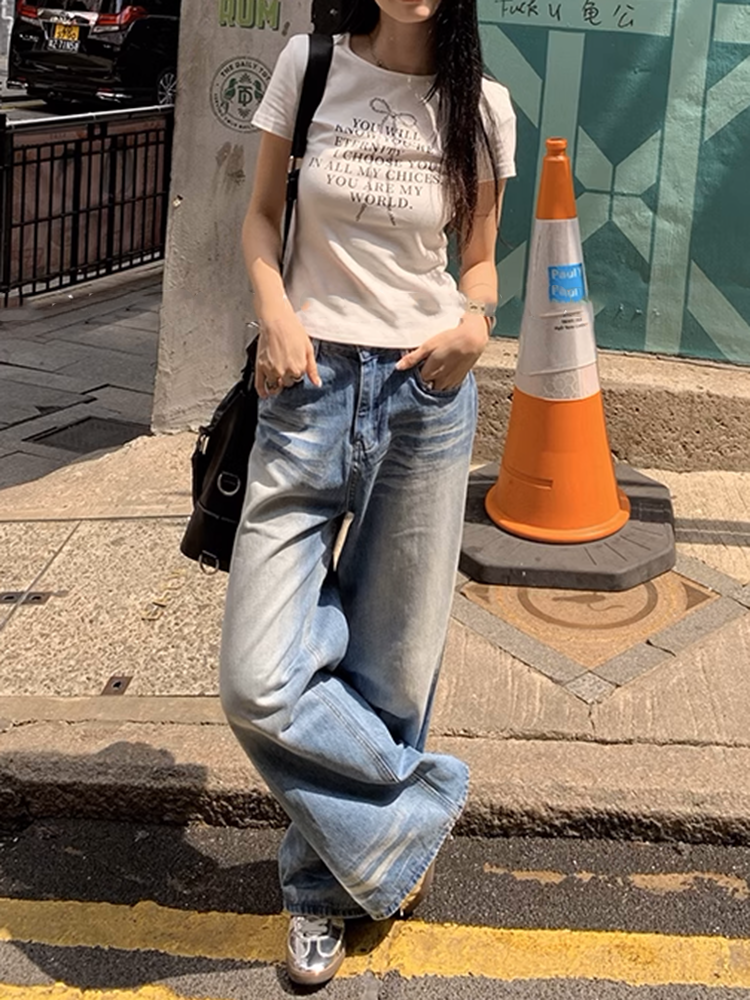 グラデーションカラーオールドデニムジーンズ