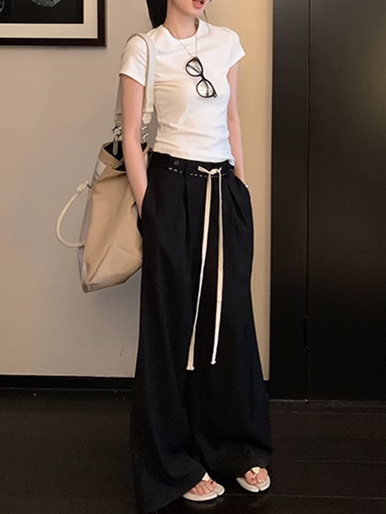 ウエストストレッチワイドレッグパンツ