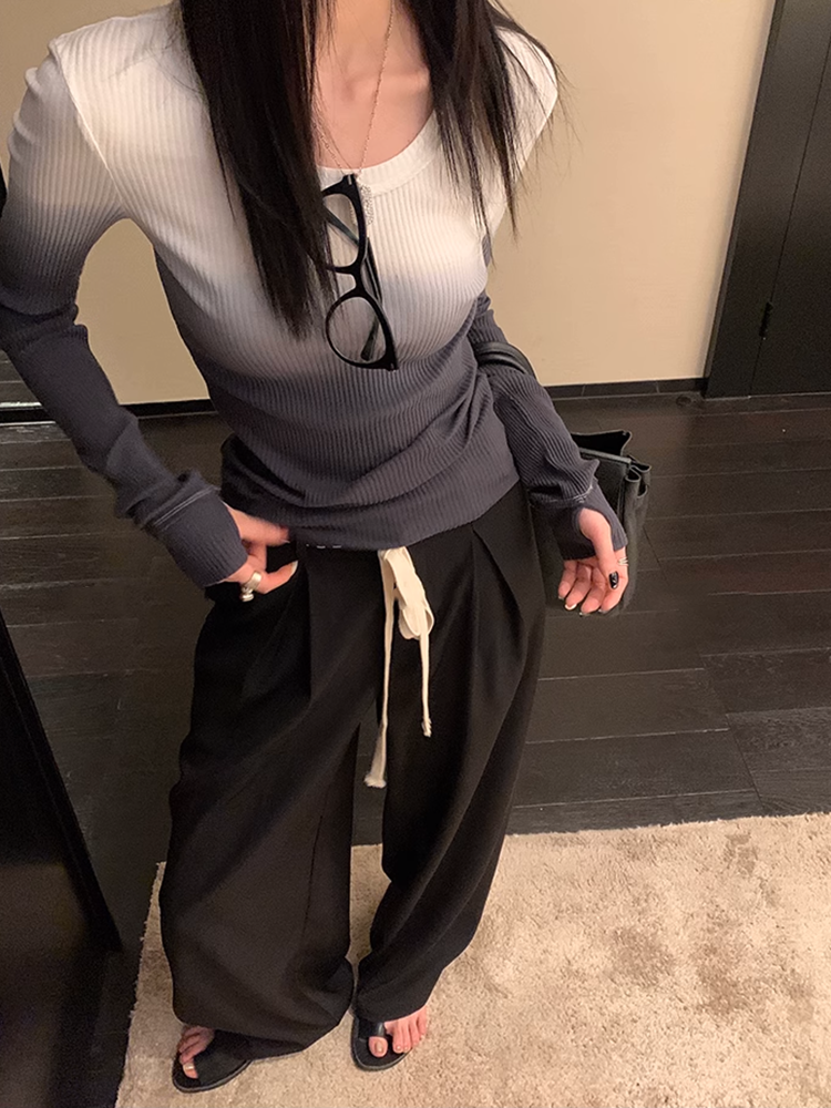 ウエストストレッチワイドレッグパンツ