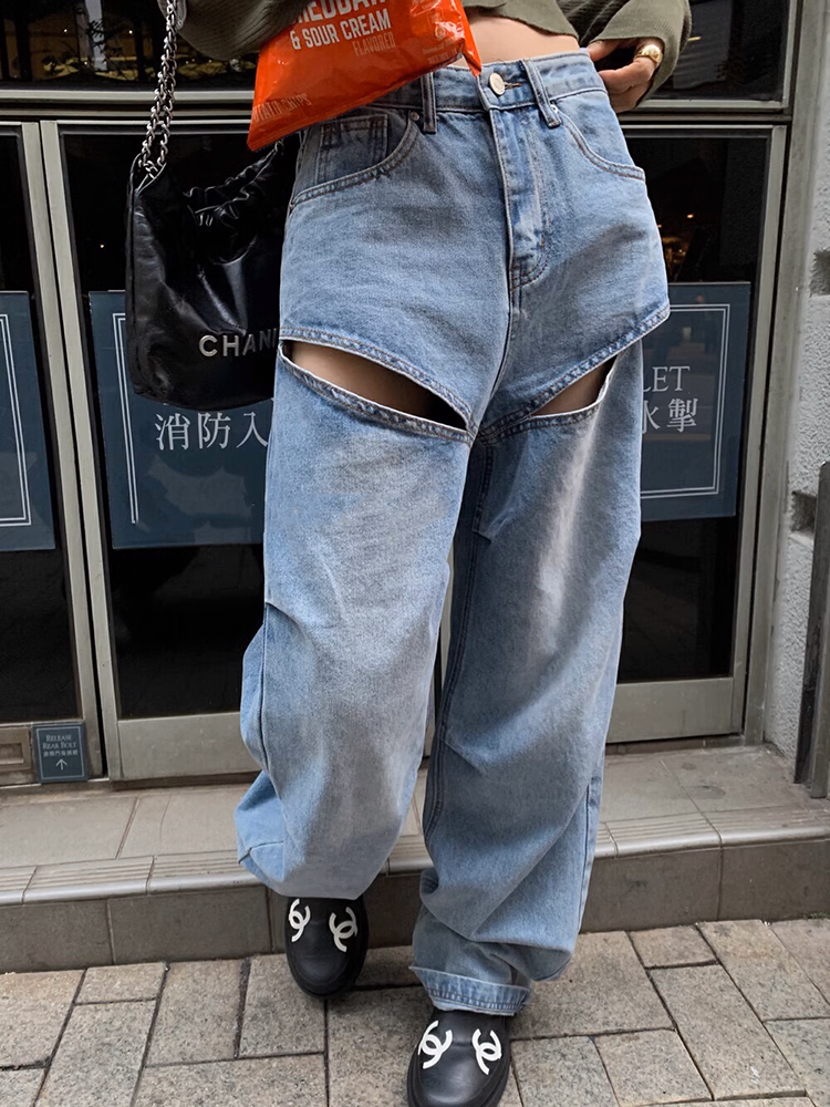 ビサイドスリットデニムパンツ