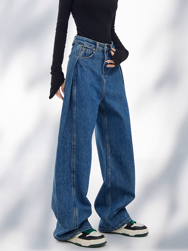ウォッシュワイドブルーデニムパンツ