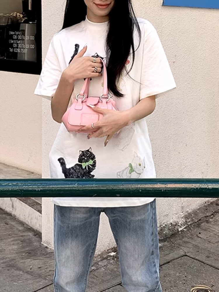 ユニークCATアニマルグラフィックTシャツ