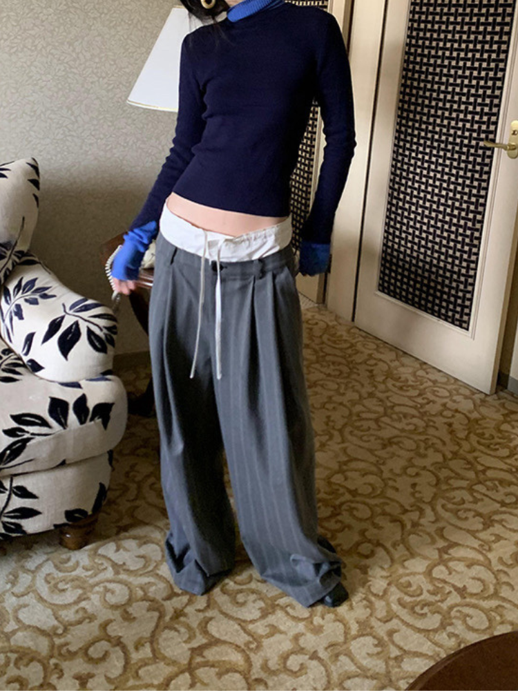 バーチカルストライプカジュアルパンツ