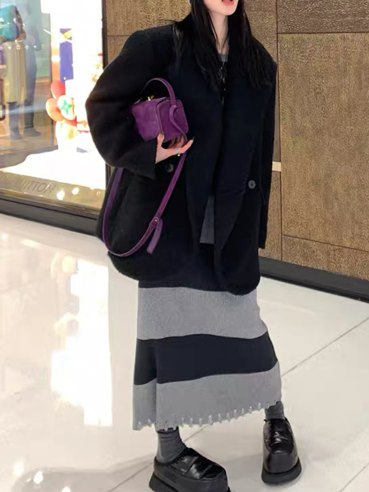 ダメージヘムストライプロングワンピース
