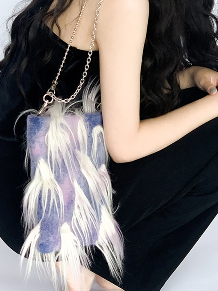 ロングファーチェーンポシェット
