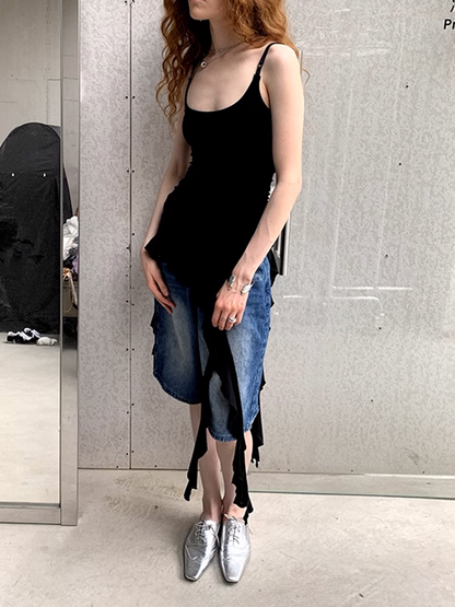 アシンメトリーリボンキャミワンピース